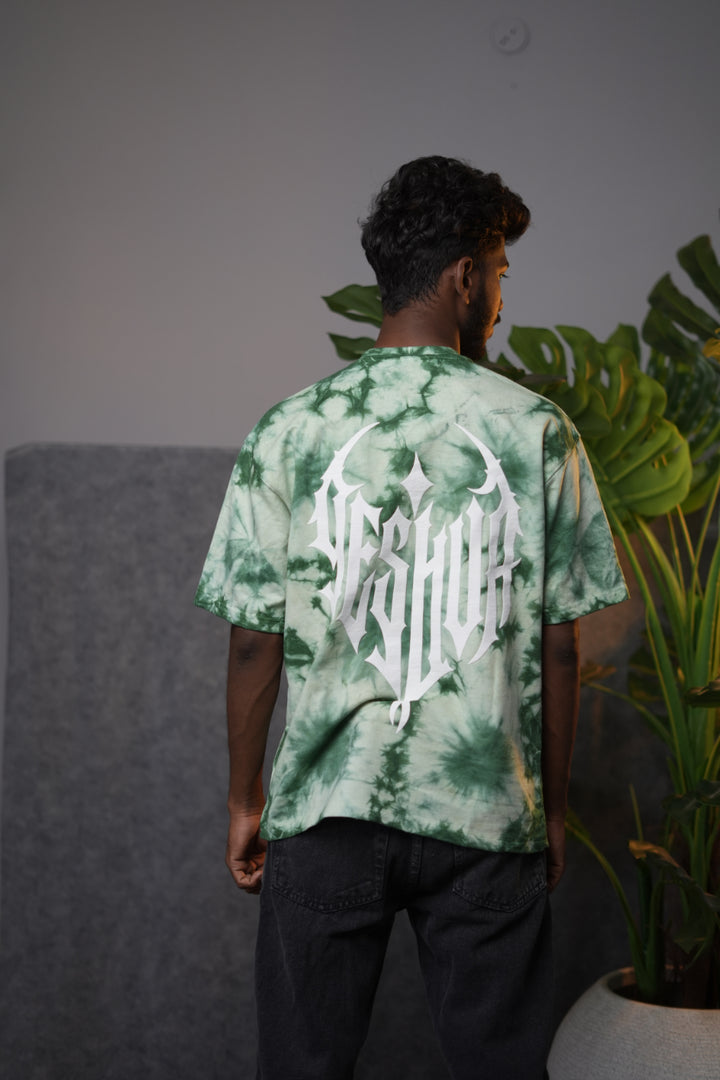 Men's Oversized  GREEN FIT Tie-Dye T-Shirt - Green