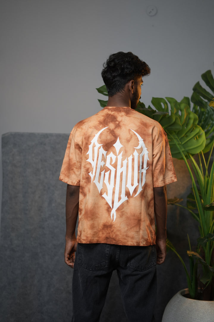 Men's Oversized  GREEN FIT Tie-Dye T-Shirt - Brown