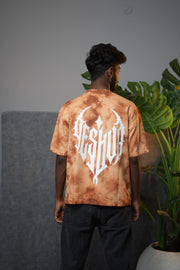 Men's Oversized  GREEN FIT Tie-Dye T-Shirt - Brown