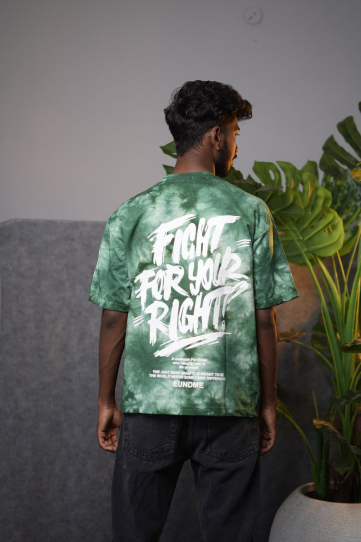 Men's Oversized  Fight For Your Right Tie-Dye T-Shirt - Green