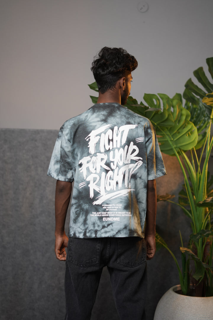 Men's Oversized  Fight For Your Right Tie-Dye T-Shirt - Charcoal