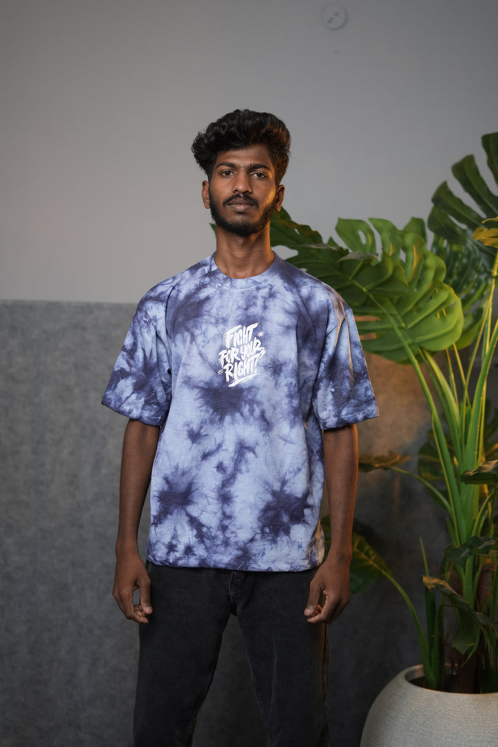 Men's Oversized  Fight For Your Right Tie-Dye T-Shirt - Blue