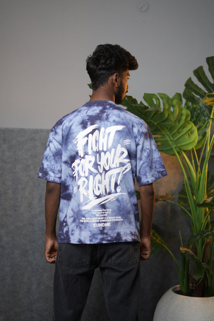 Men's Oversized  Fight For Your Right Tie-Dye T-Shirt - Blue