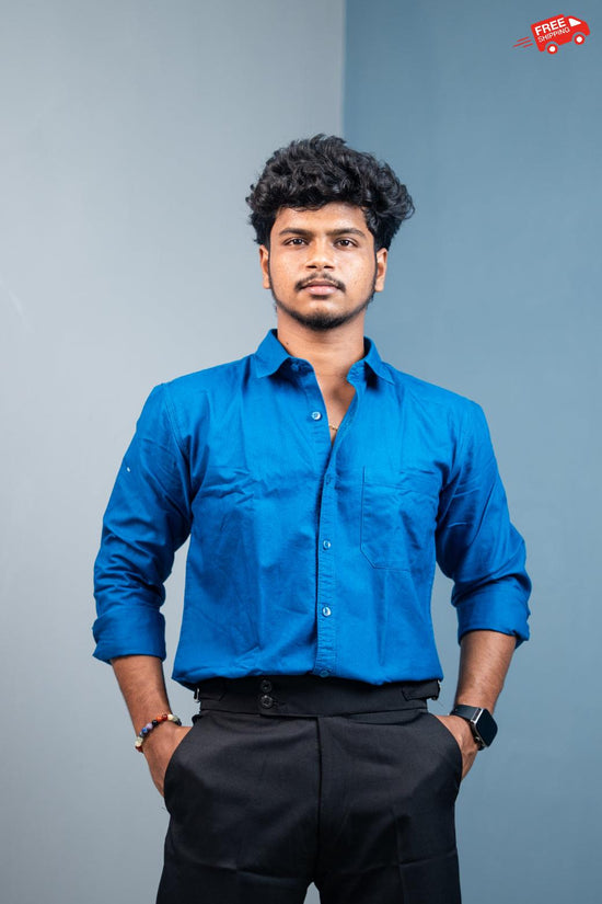 Cotton Shirt for Men | Stylish Slim Fit, Comfortable & Breathable - Petrol Blue