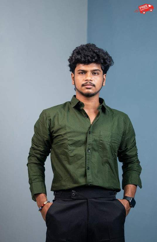 Cotton Shirt for Men | Stylish Slim Fit, Comfortable & Breathable - Mahendhi Green