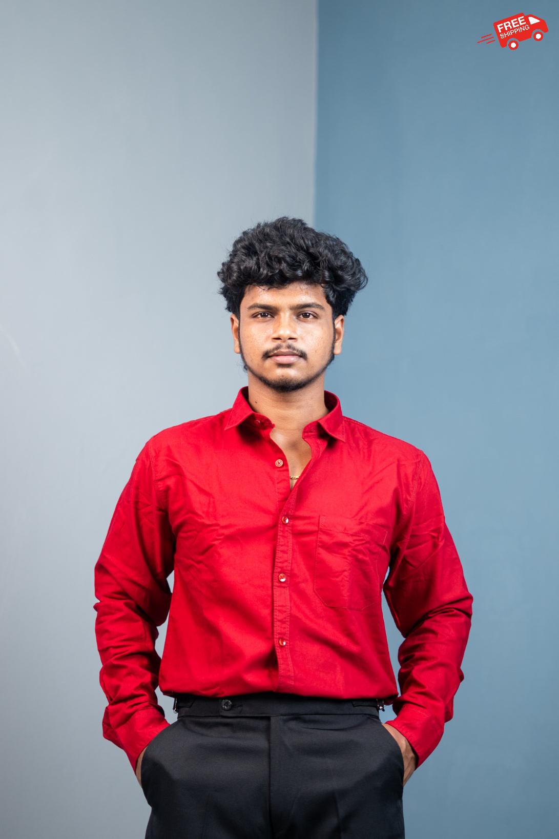 Cotton Shirt for Men | Stylish Slim Fit, Comfortable & Breathable - Red