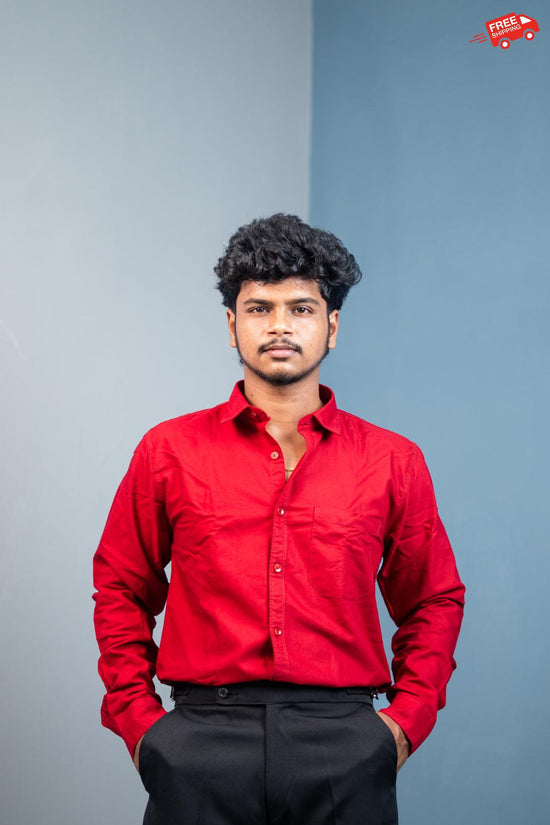 Cotton Shirt for Men | Stylish Slim Fit, Comfortable & Breathable - Red