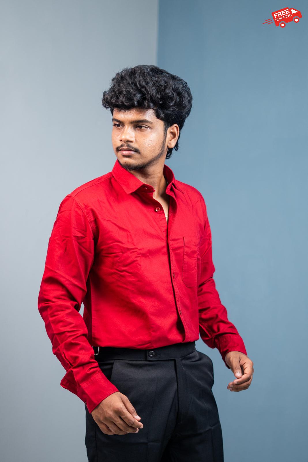 Cotton Shirt for Men | Stylish Slim Fit, Comfortable & Breathable - Red