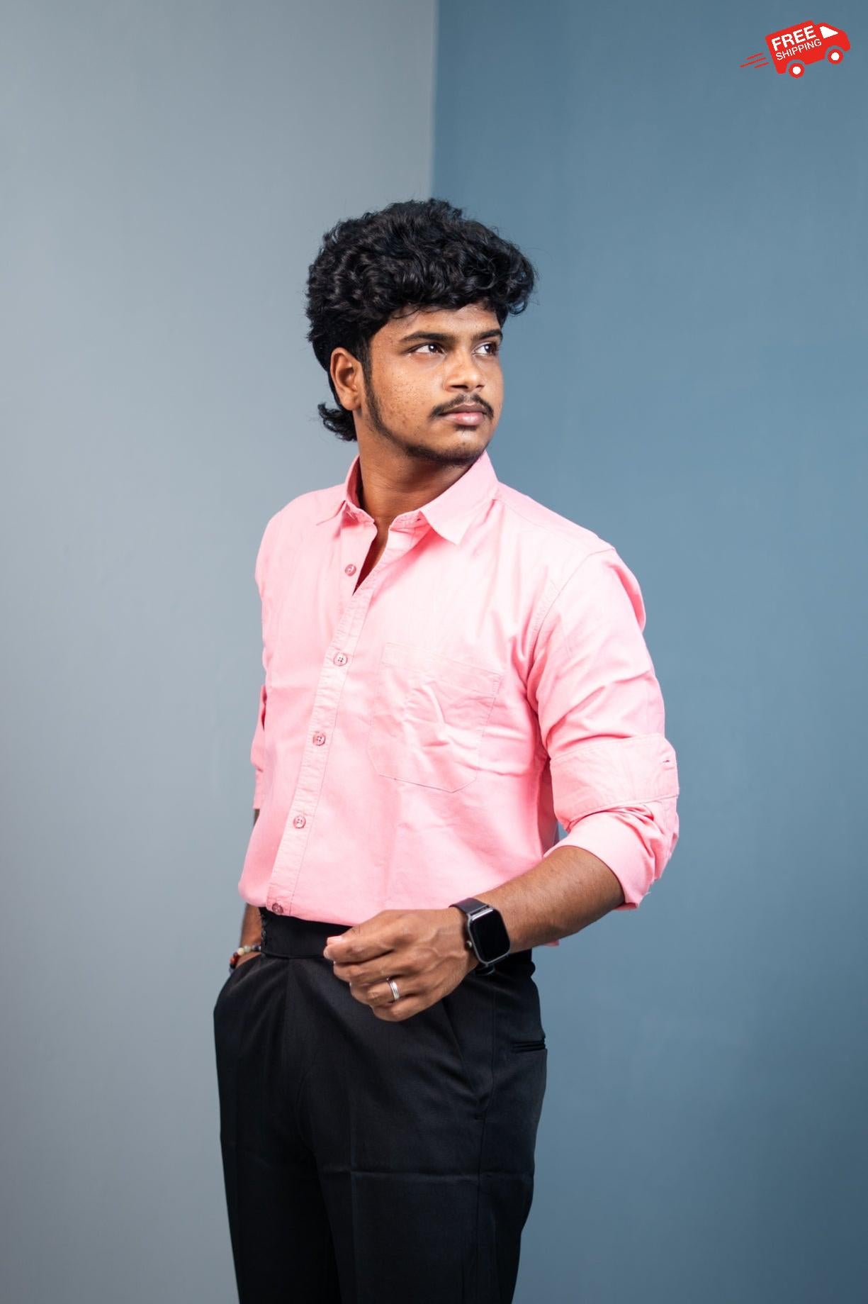 Cotton Shirt for Men | Stylish Slim Fit, Comfortable & Breathable - Pink