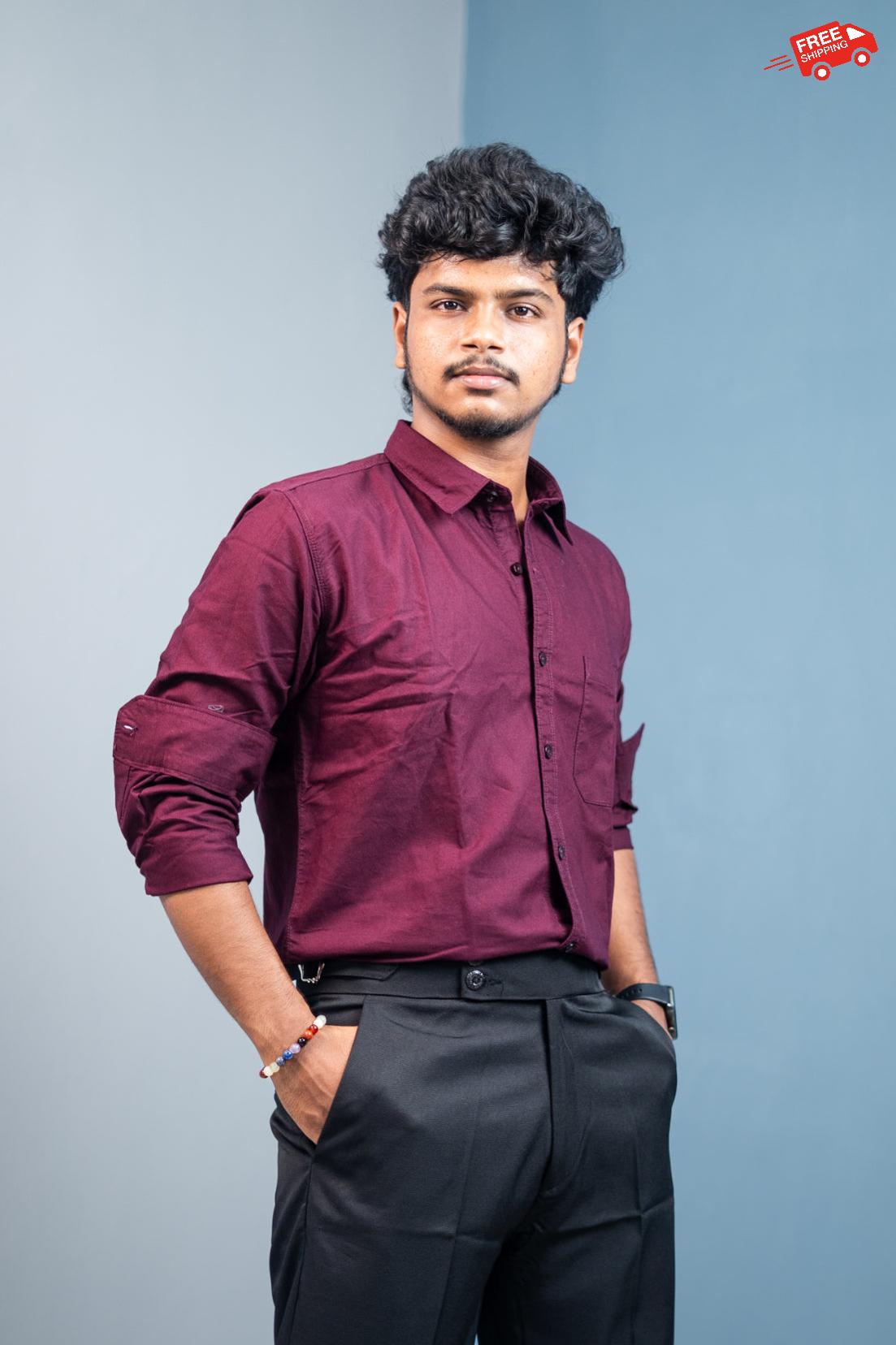 Cotton Shirt for Men | Stylish Slim Fit, Comfortable & Breathable - Grape Shade