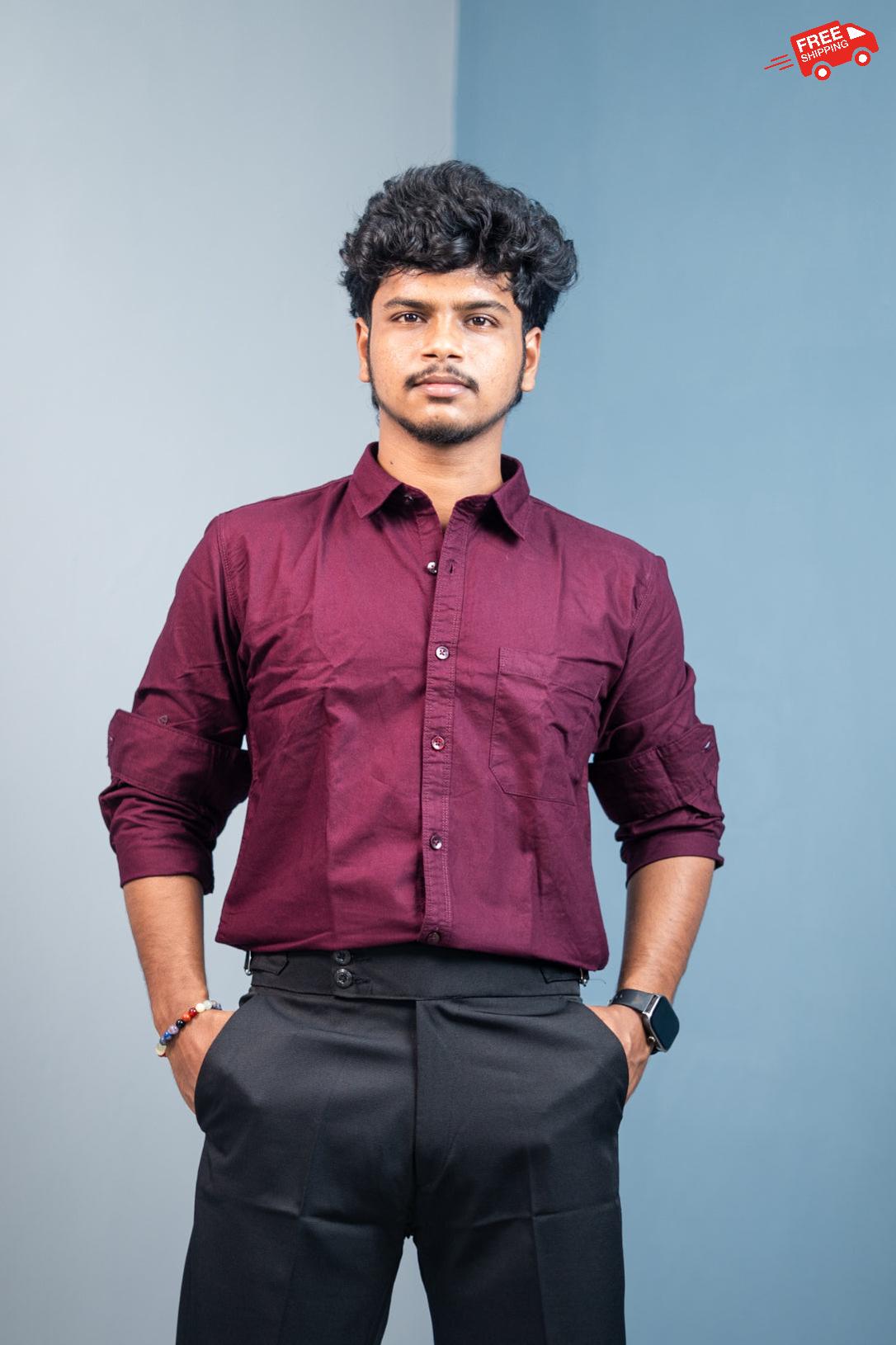 Cotton Shirt for Men | Stylish Slim Fit, Comfortable & Breathable - Grape Shade