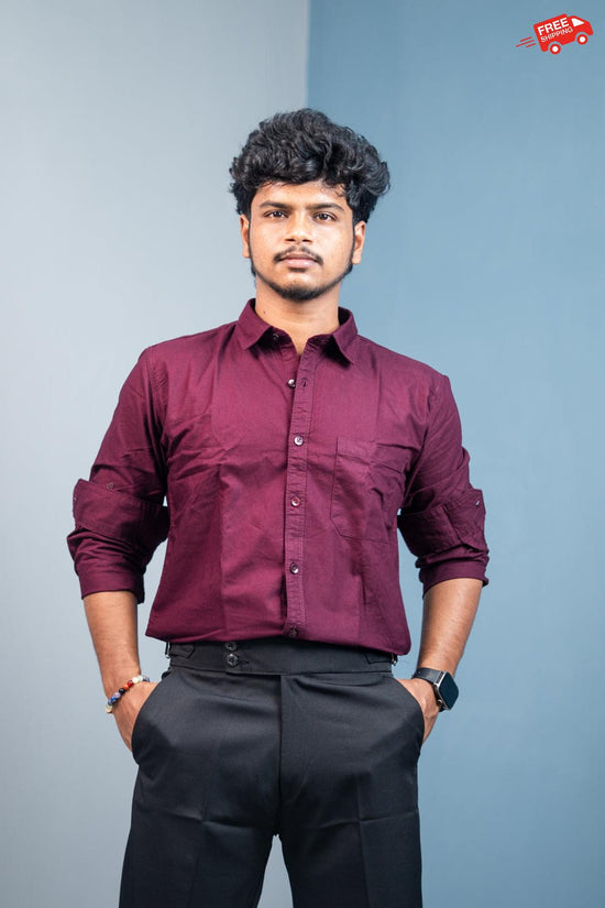 Cotton Shirt for Men | Stylish Slim Fit, Comfortable & Breathable - Grape Shade