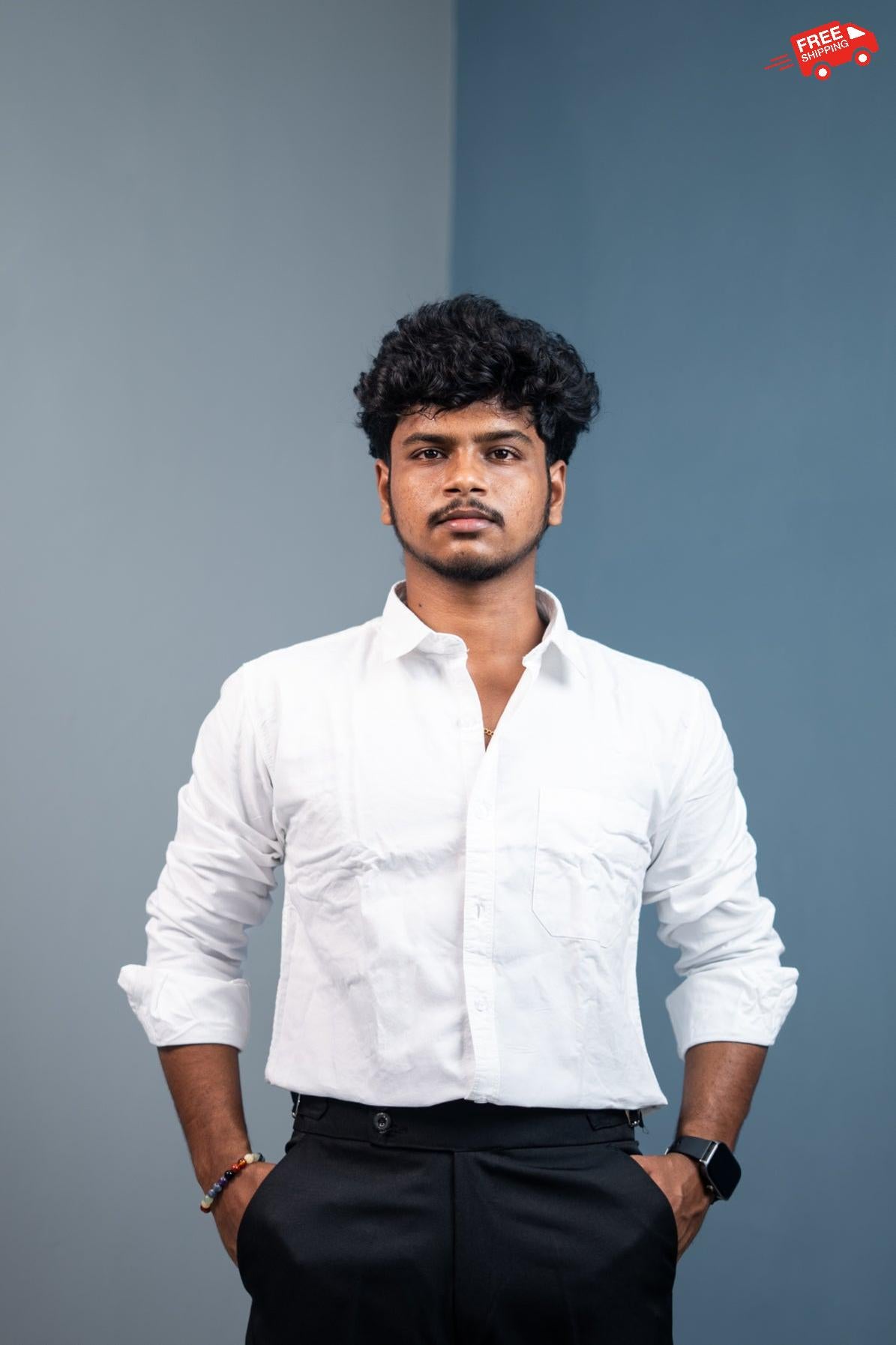 Cotton Shirt for Men | Stylish Slim Fit, Comfortable & Breathable - White