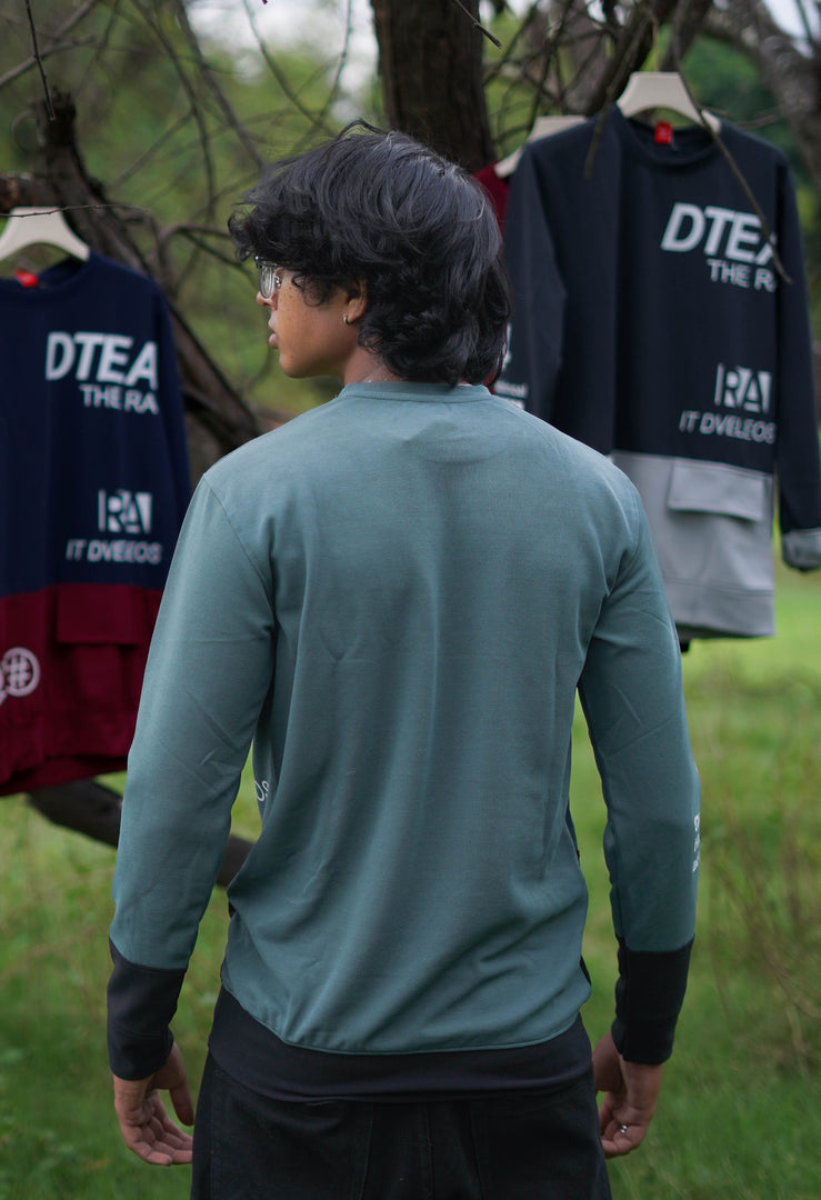 Full Sleeve Round Neck Mens DTEA T-shirt Design in Green