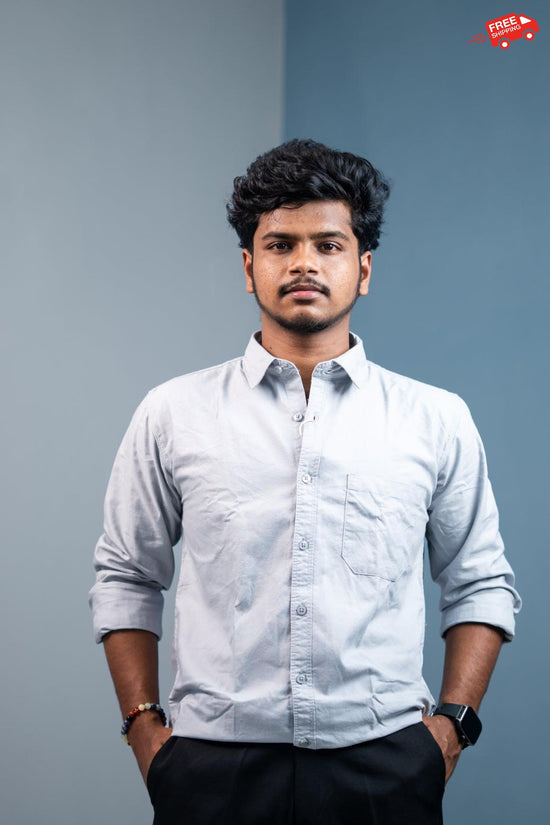 Cotton Shirt for Men | Stylish Slim Fit, Comfortable & Breathable - Light Grey
