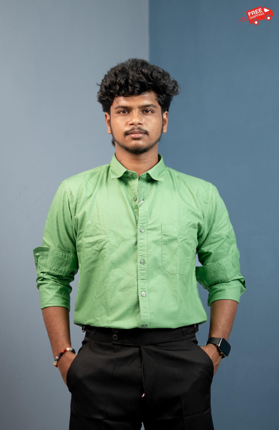 Cotton Shirt for Men | Stylish Slim Fit, Comfortable & Breathable - Green