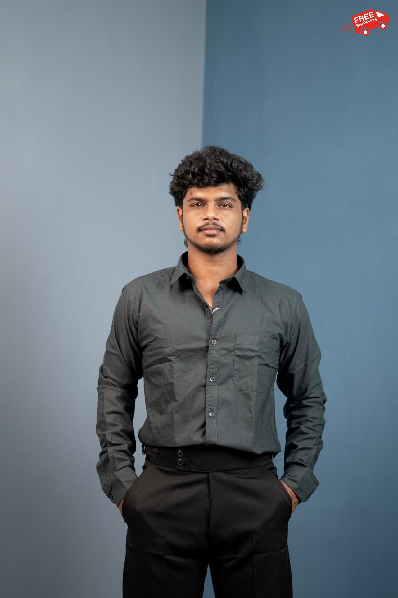 Cotton Shirt for Men | Stylish Slim Fit, Comfortable & Breathable - Grey