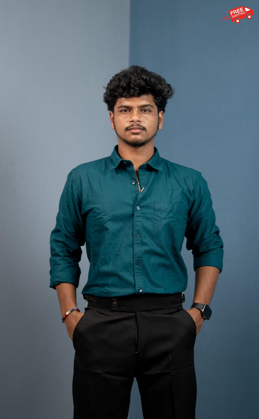 Cotton Shirt for Men | Stylish Slim Fit, Comfortable & Breathable - Ramar Green