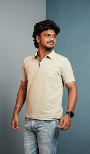 Short Sleeve Collar Neck 07 Korean Zipper Tshirt for Men - Sandle