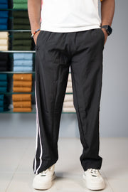 Men’s Two Strip Street Baggy Pants with White Stripe 2T - Black