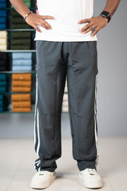 Men’s Two Strip Street Baggy Pants with White Stripe 2T- Grey