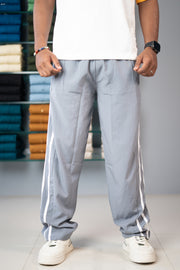 Men’s Two Strip Street Baggy Pants with White Stripe 2T - Ash