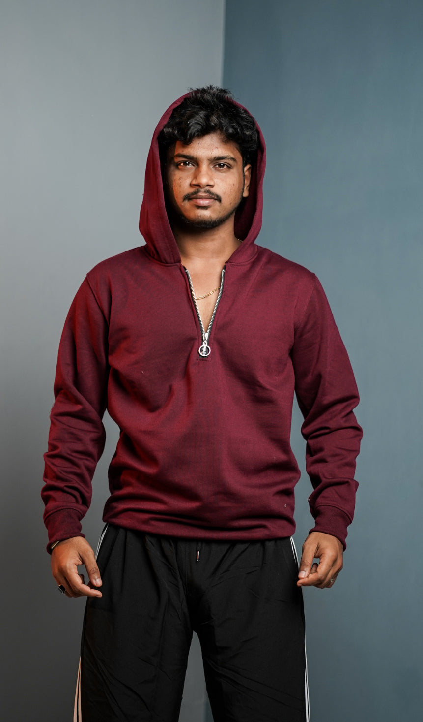 Men’s Full Sleeve Zipper Hoodie | Oversized Winter Hoodie for Men - Grape shade