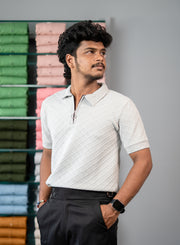 Buy Square BOX Short Sleeve Korean Zipper TShirt for Men - Ash