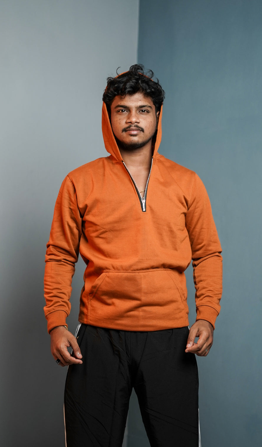 Men’s Full Sleeve  Zipper  Hoodie | Oversized Winter Hoodie for Men - orange