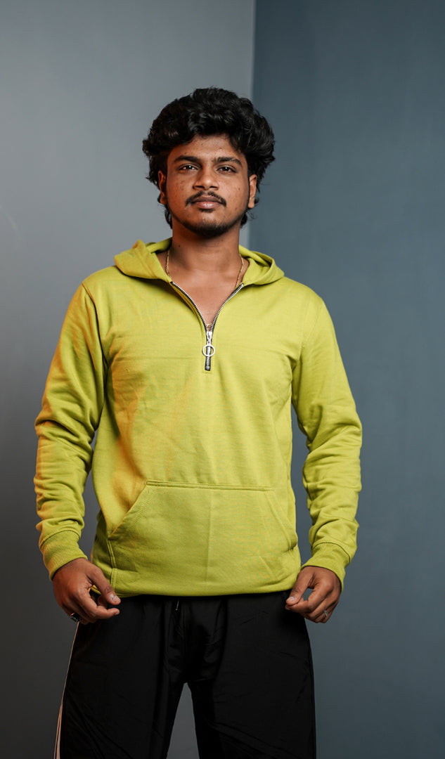 Mens Full Sleeve  Zipper  Hoodie  Oversized Winter Hoodie for Men  Mustard green mens trending streetwear India 7Man