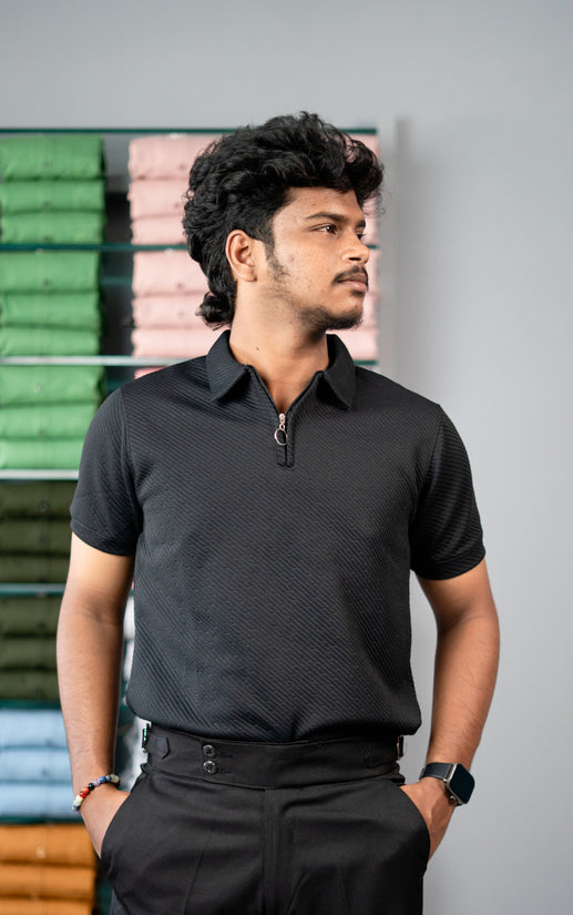 Stylish CROSS Men’s Half Sleeve Polo T-Shirt | Trendy Casual Wear - Black