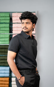 Stylish CROSS Men’s Half Sleeve Polo T-Shirt | Trendy Casual Wear - Black