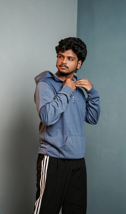 Men’s Full Sleeve  Zipper  Hoodie | Oversized Winter Hoodie for Men - Denim blue