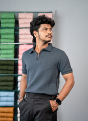 Stylish CROSS Men’s Half Sleeve Polo T-Shirt | Trendy Casual Wear - Grey