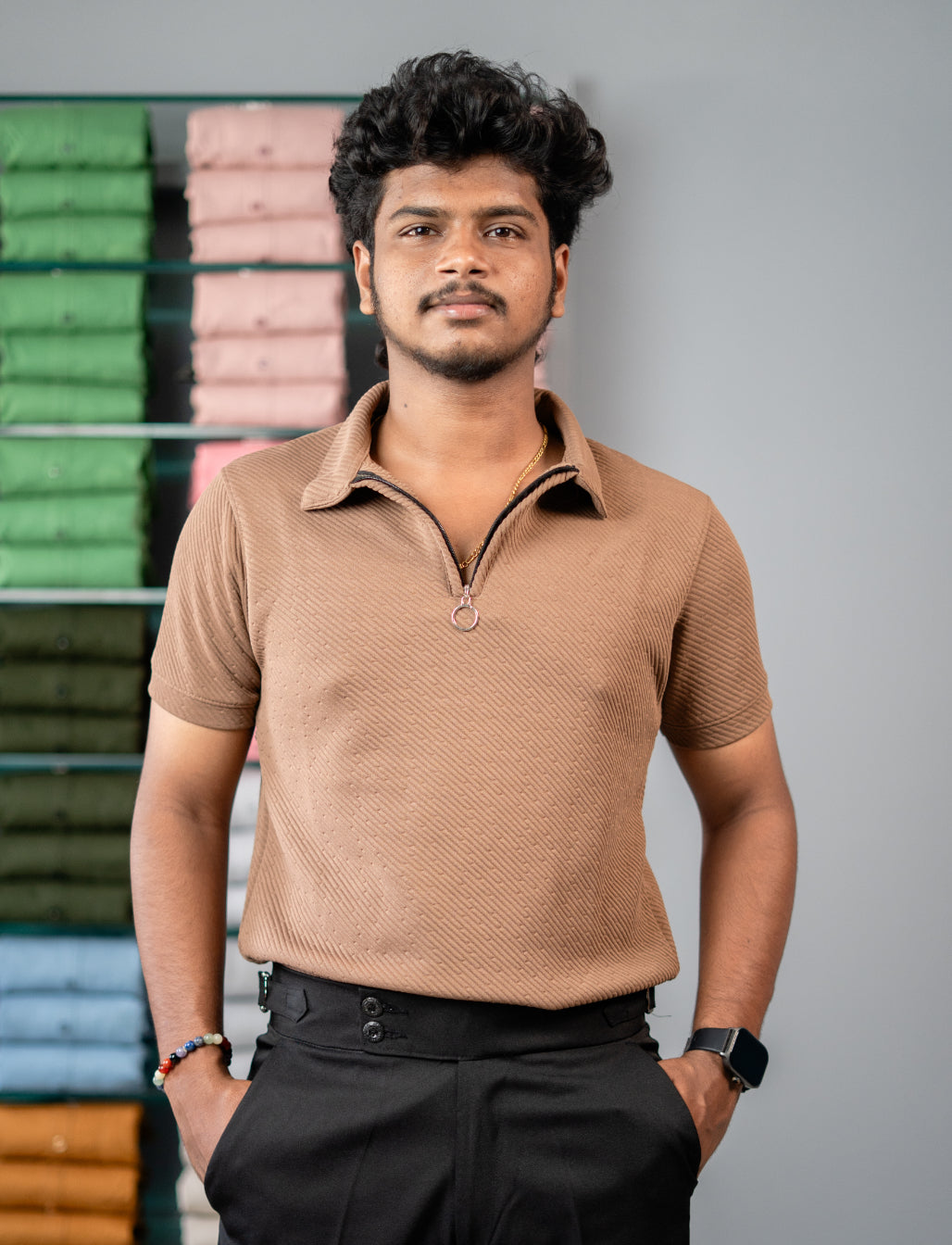 Stylish CROSS  Men’s Half Sleeve Polo T-Shirt | Trendy Casual Wear - Brown