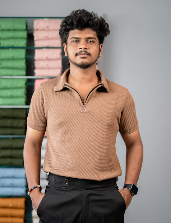 Stylish CROSS  Men’s Half Sleeve Polo T-Shirt | Trendy Casual Wear - Brown