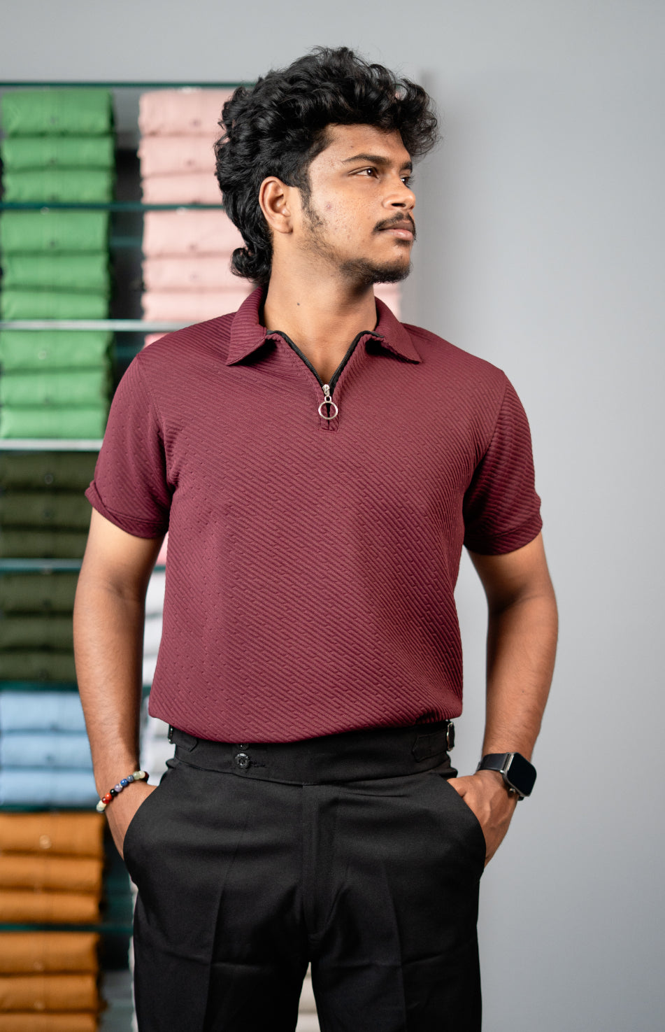 Stylish CROSS Men’s Half Sleeve Polo T-Shirt | Trendy Casual Wear -Maroon