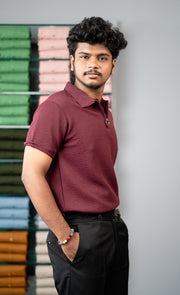 Stylish CROSS Men’s Half Sleeve Polo T-Shirt | Trendy Casual Wear -Maroon