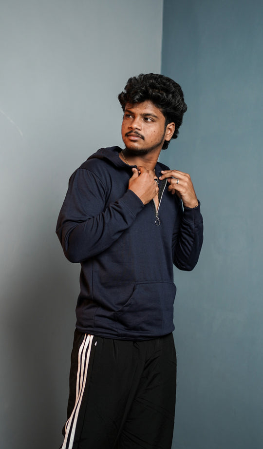 Men’s Full Sleeve  Zipper  Hoodie | Oversized Winter Hoodie for Men - Navy Blue – 7MAN Men's Fashion India