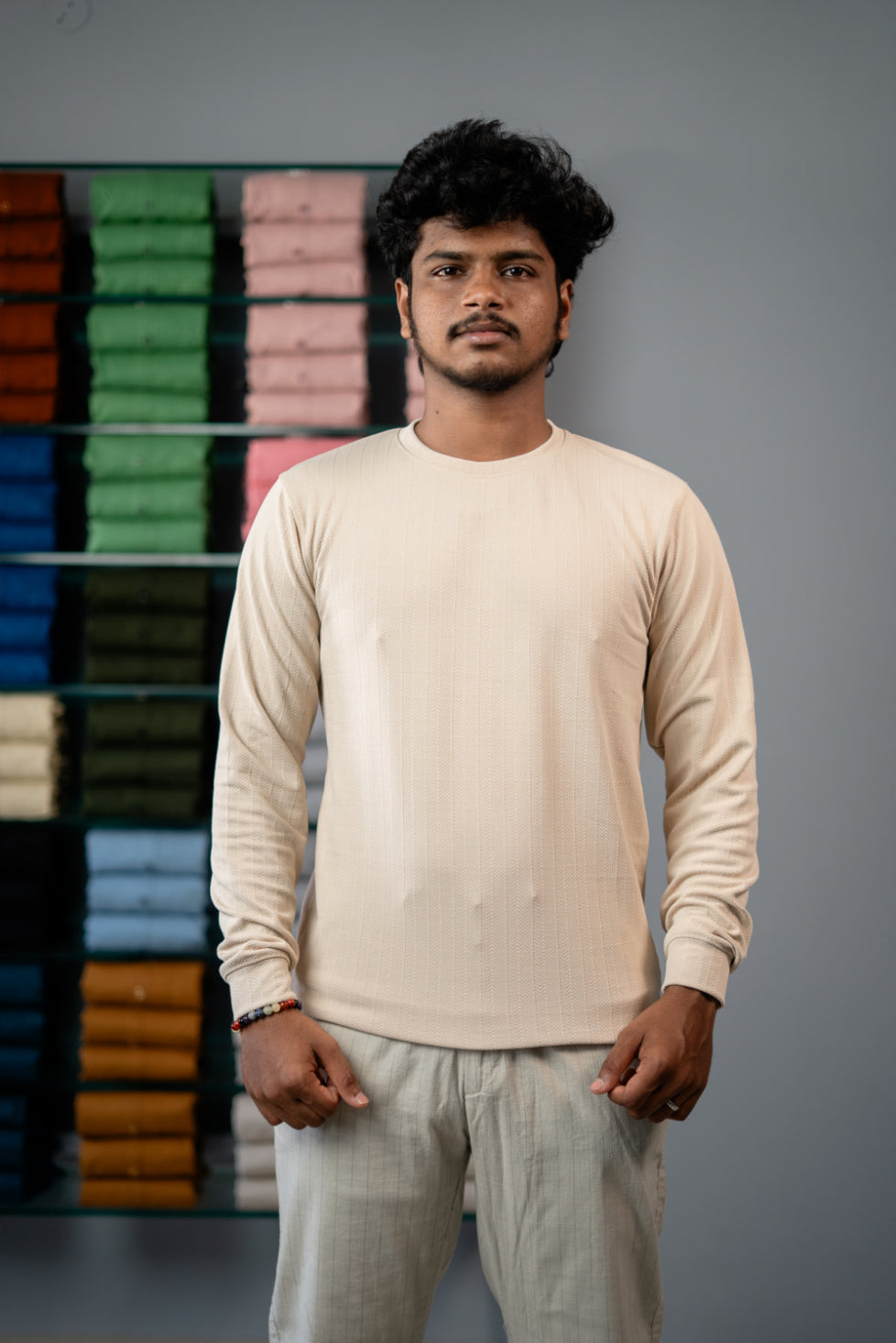 Round Neck Full Sleeve Tshirt for Men  - Sandle