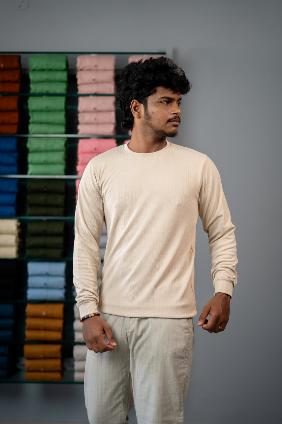 Round Neck Full Sleeve Tshirt for Men  - Sandle