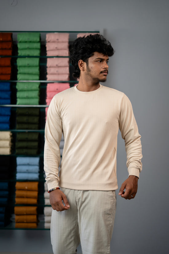 Round Neck Full Sleeve Tshirt for Men  - Sandle