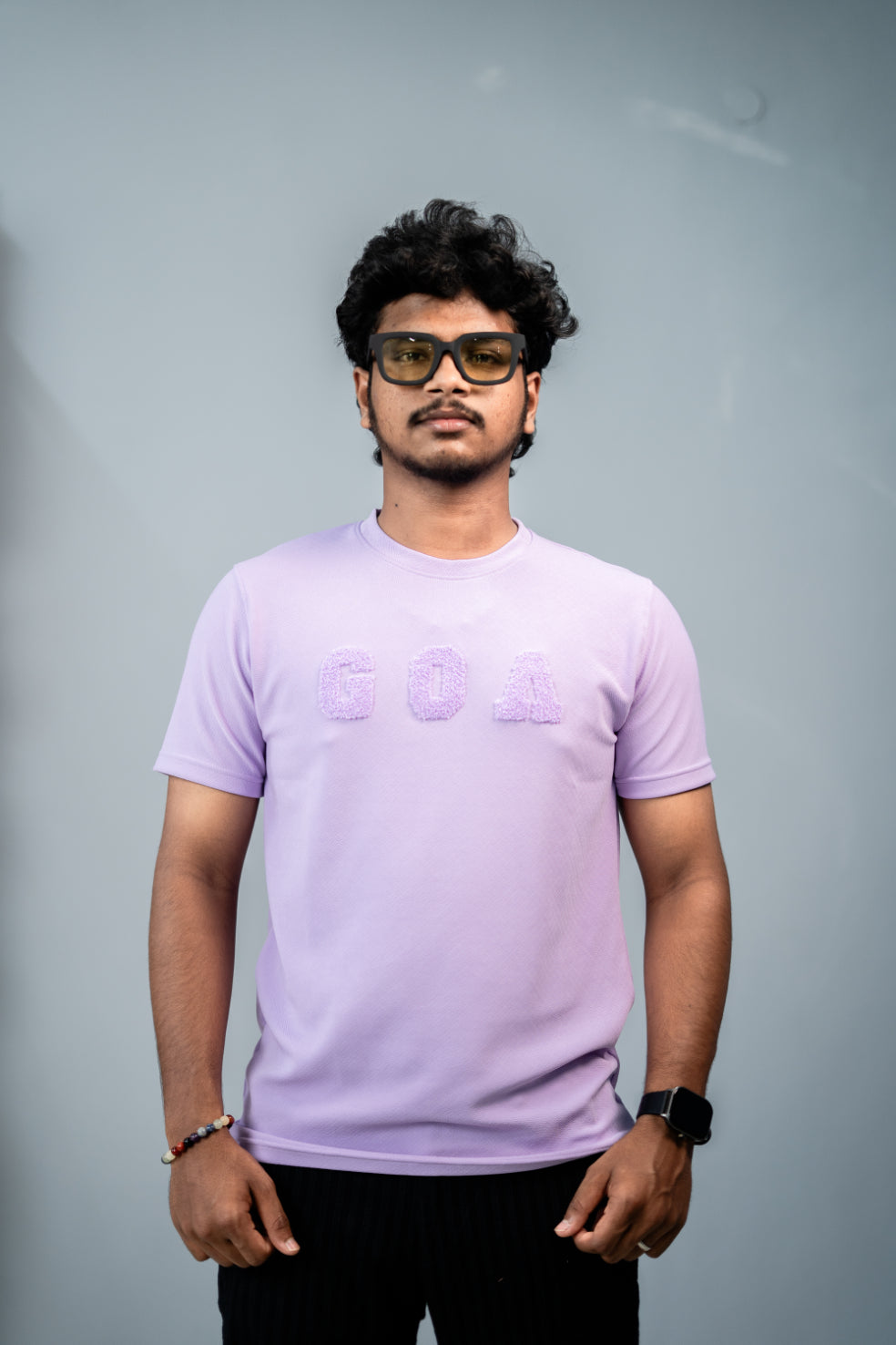 Short Sleeve Round Neck GOA Printed Tshirt - Lavender
