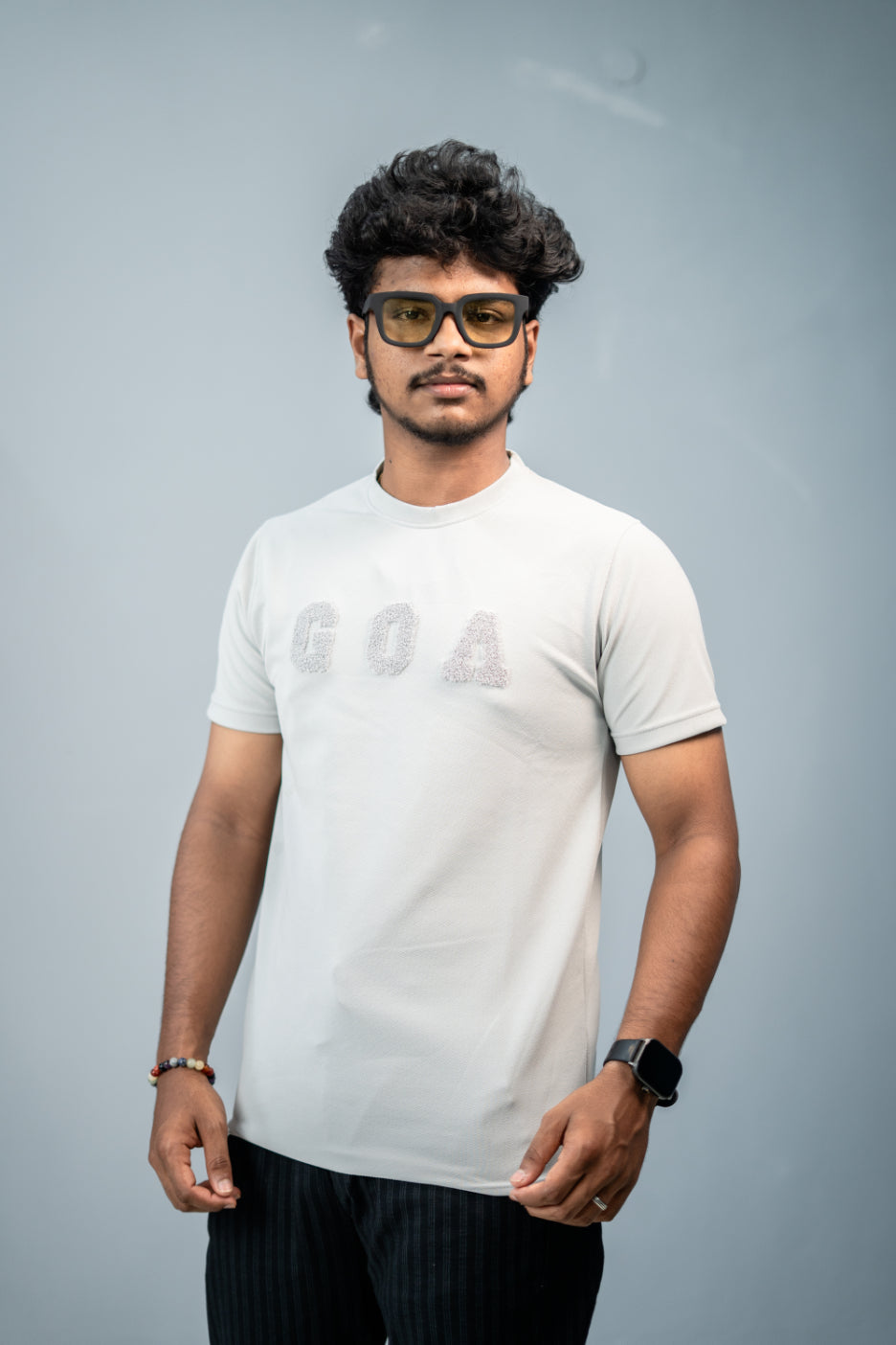 Short Sleeve Round Neck GOA Printed Tshirt -Ash