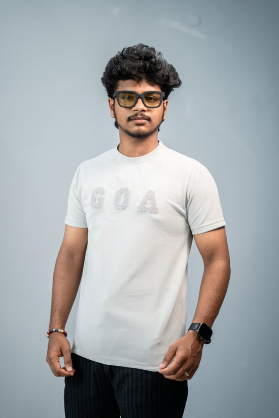 Short Sleeve Round Neck GOA Printed Tshirt -Ash