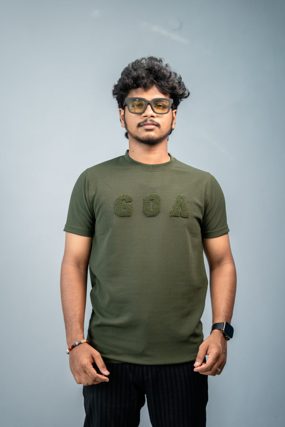 Short Sleeve Round Neck GOA Printed Tshirt -Mahendhi Green