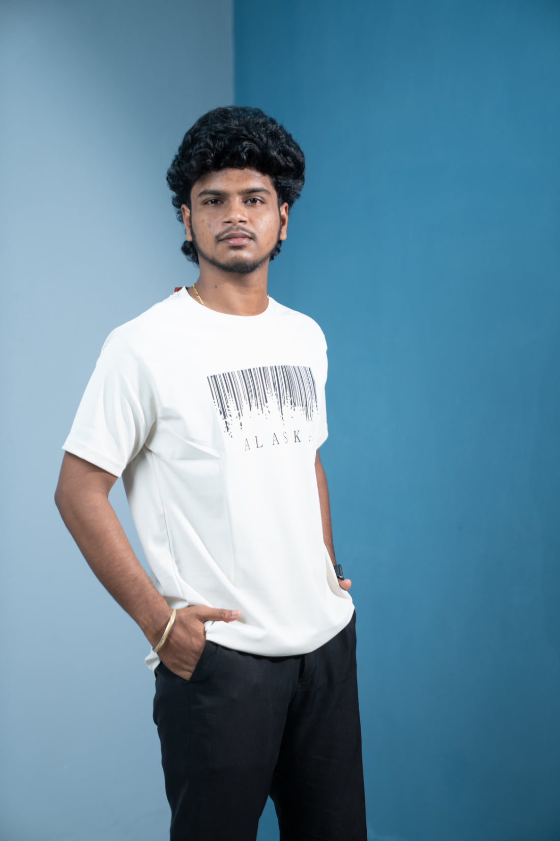 Trending Oversized ALASKA Printed T-Shirt for Men-White