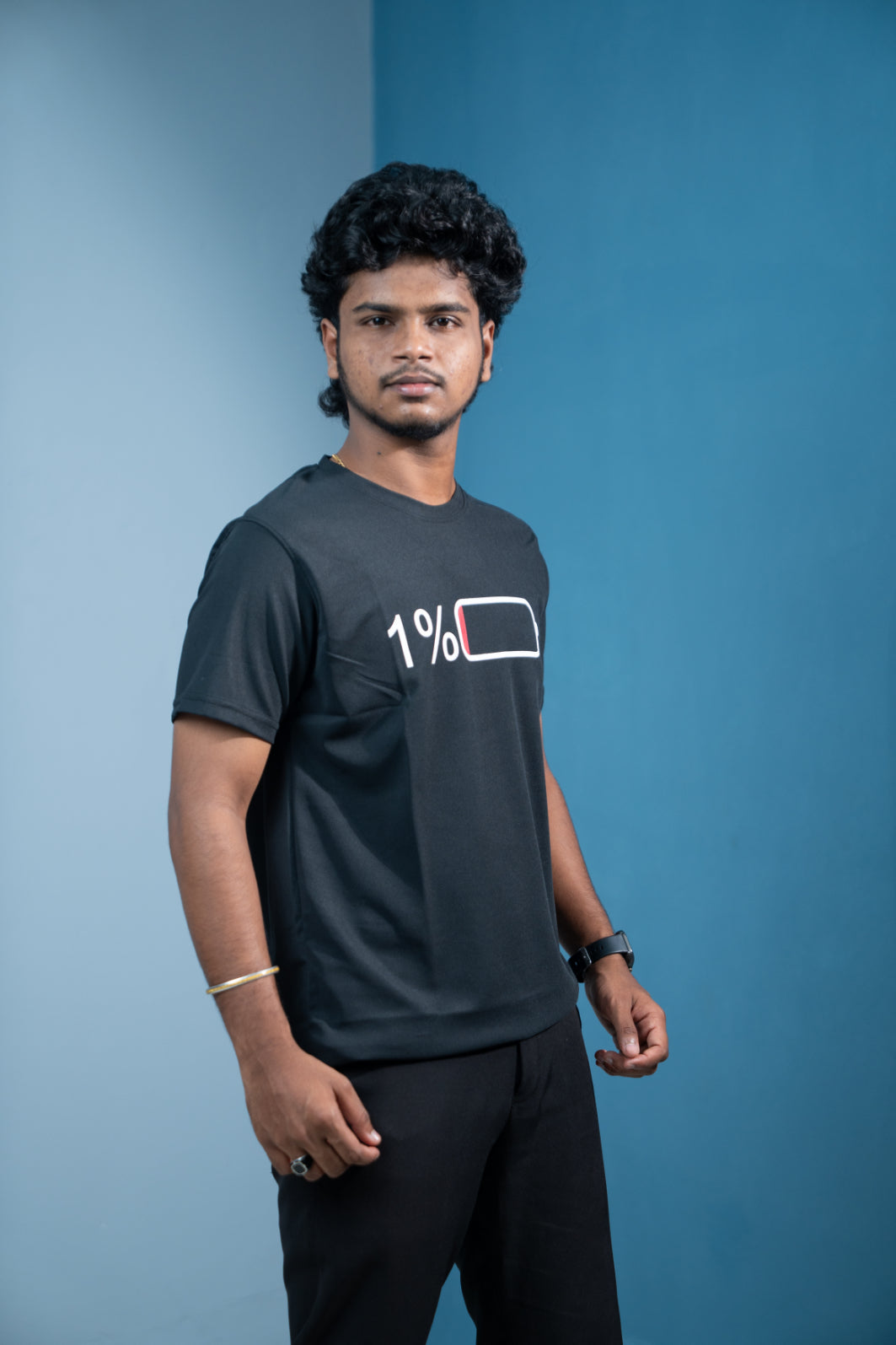 Trending Oversized BATTERY Printed T-Shirt for Men-Black