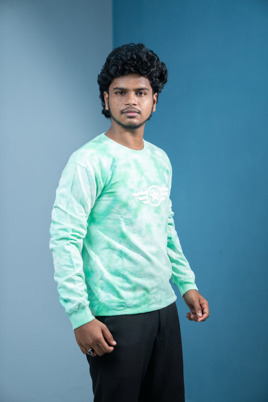 Men’s Tie-Dye Full Sleeve T-Shirt  Trending Streetwear Style-see green