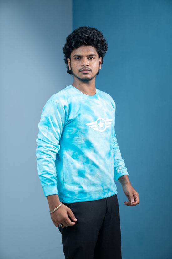 Men’s Tie-Dye Full Sleeve T-Shirt  Trending Streetwear Style-ice Blue